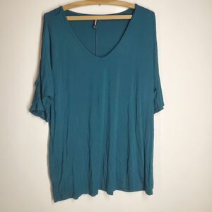 Allegrace Teal Women's Shirt with Cutouts in the Sleeves.  Size 1X